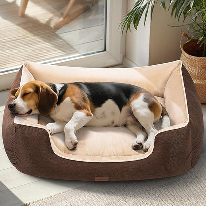 Orthopedic Dog Bed for Large Sized Dogs with Removable Washable Cover, Waterproof Lining & Non-Slip Base, Pet Dogs Couch Sofa with Extra Thick Dual-Layer Interior Padding, 36", Brown