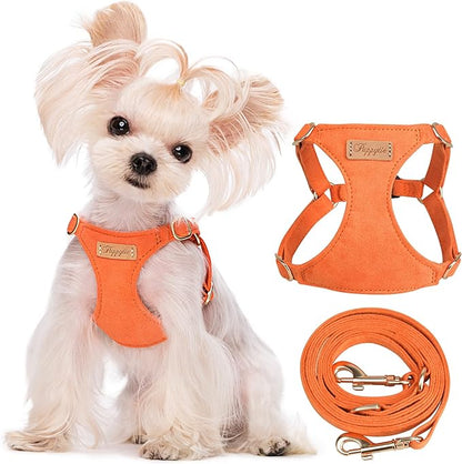 Puppytie No Pull xs Dog Harness with Multifunction Dog Leash,Soft Adjustable No Choke Escape Proof Pet Harness Vest,Orange,XS