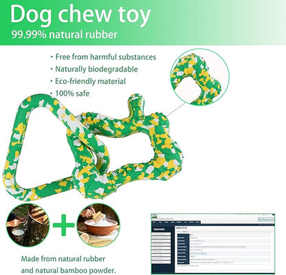 Triangle & Heart Dog Chew Toy | 99.99% Natural Rubber | Eco-Friendly Biodegradable | Gentle Gum Care | Puppy Teething Pacifiers | Indestructible Non-Squeak Toys for Large Aggressive Chewers