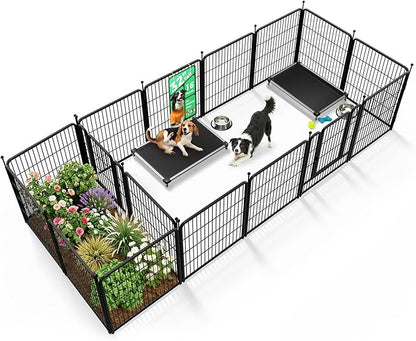 FXW Rollick Unleashed Dog Playpen for Indoor, Yard, RV Camping, 32 inch 16 Panels Dog Pen with Connectors (Pack of 2) for Small and Medium Dogs, Black│Patented