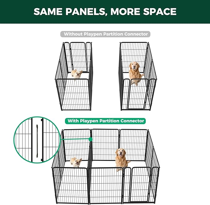FXW Homeplus Unleashed Indoor Dog Playpen - Stress-Free and Safe Play, Heavy Duty 40 Inch 12 Panels with Connectors (Pack of 2) for Puppy and Small Dogs, Black│Patented