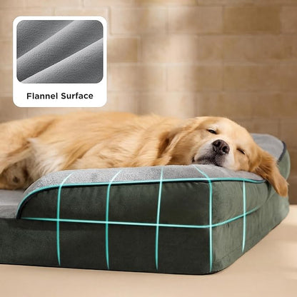 Bedsure XXL Orthopedic Dog Bed for Extra Large Dogs - Waterproof Giant Dog Cat Bed, Comfort Dogs Couch Sofa with Washable Removable Cover, Pet Bed with Nonskid Bottom, Boreal Canopy Green, 52"
