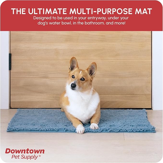My Doggy Place Dog Mud Mat, 31" x 20" Faded Denim – Thick Microfiber Entry Rug for Snow, Mud & Salt – Absorbent, Quick-Dry, Washer-Safe & Non-Slip, Medium