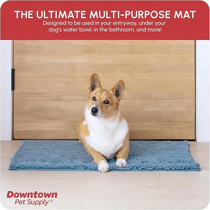 My Doggy Place Dog Mud Mat, 31" x 20" Faded Denim – Thick Microfiber Entry Rug for Snow, Mud & Salt – Absorbent, Quick-Dry, Washer-Safe & Non-Slip, Medium