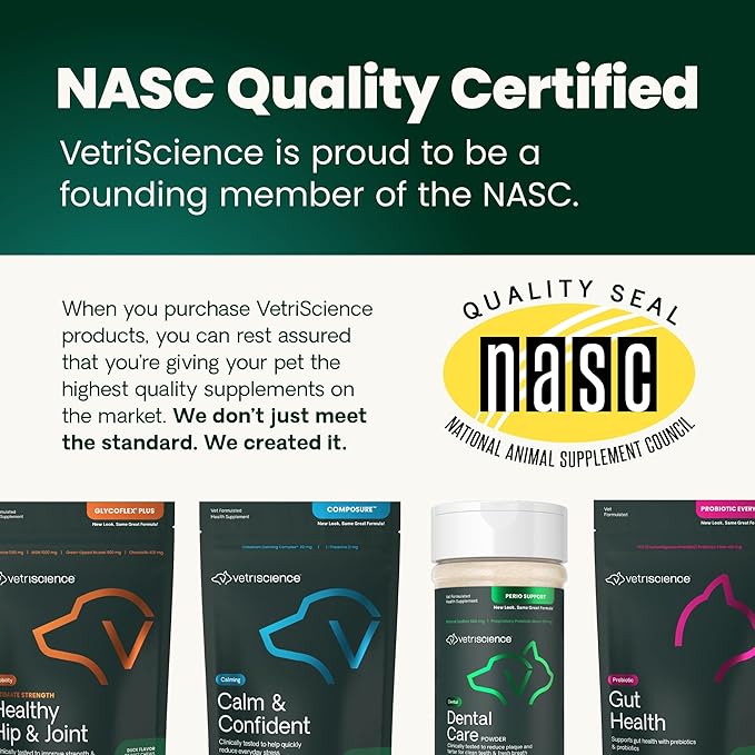 VetriScience Extra Strength Healthy Hip & Joint Chews, GlycoFlex Glucosamine and Green-Lipped Mussel Joint Support Supplement for Dogs, Promote Mobility & Soothe Joint Discomfort, Chicken, 60 Count
