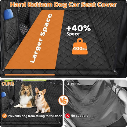 URPOWER Dog Back Seat Extender for Tesla Model Y/Juniper (2025+), Hard Bottom Dog Car Seat Cover Holds 400 lbs, Waterproof Pet Hammock Backseat & Door Protector Dogs Car Bed for Model Y 2026-2020