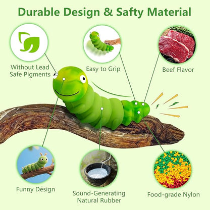 Indestructible Dog Toys for Aggressive Chewers, Tough Chew Proof Toy for Large Dogs, Squeaky Rubber Chew Toy with Beef Flavor for Boredom & Anxiety Relief (Green)