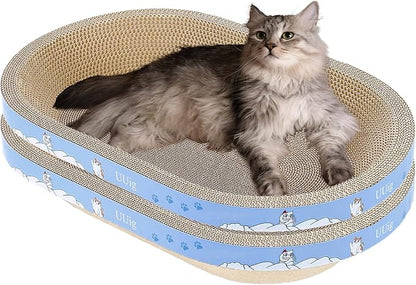 UUig Cat Scratcher, 2pcs-23.6x14.9 inches Large Cat Scratching Board, Cardboard Cat Scratchers for Indoor Cats, Oval Cat Scratch Pad Bed with Catnip