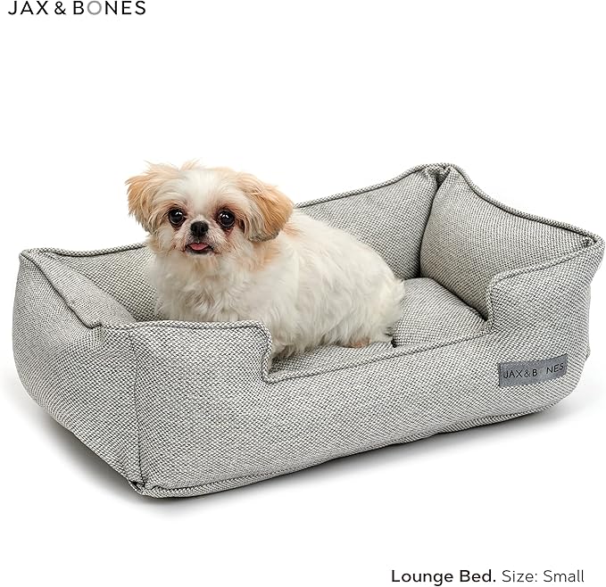 Jax & Bones Dog Bed Lounge - Machine Washable Bed for Dogs - Extra Heavy Duty Bolstered Sides - Vintage Faux Leather Dog Mat Beds | Small 24 x 18 Inches
