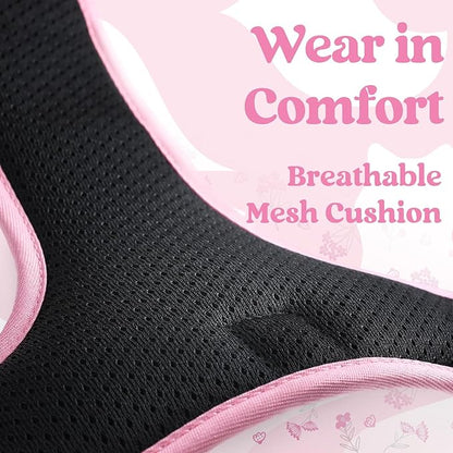 rabbitgoo Dog Harness for Large, No Pull Pet Harness with 3 Buckles, Adjustable Soft Padded Vest with Control Handle, Walking Reflective Pet Vest for Extra Large Dogs, Floral Pink, XL