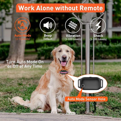 PetJoy 3 Dog Shock Collar with Remote, Dog Bark Collar for Large Dog, Automatic Bark Collar 3 Packs, Bark & Shock Collar 2 in 1 - Auto Mode with 5 Sensitivity Levels