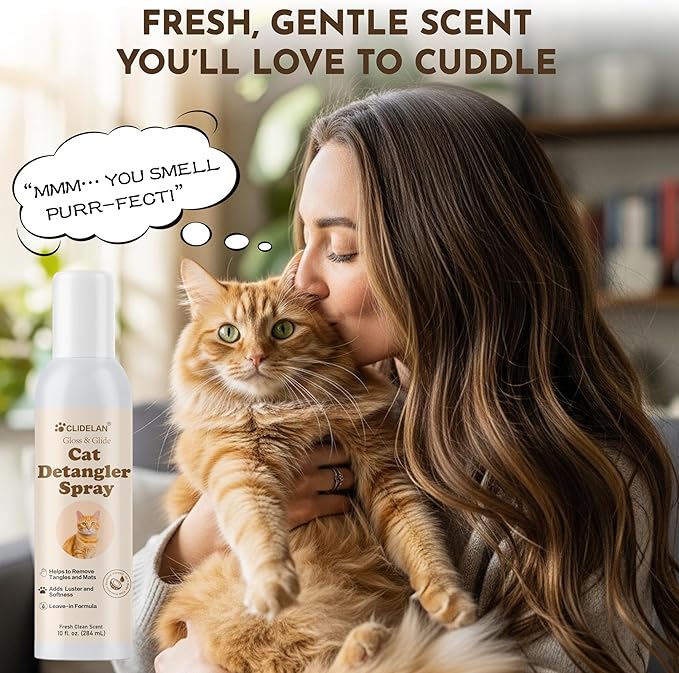 Cat Detangler Spray – Cat Matted Fur Remover for Matted Hair & Everyday Grooming–Dematting Spray for Cats to Loosen Knots, Reduce Pulling, Hydrate Coat & Keep Your Cat’s Fur Soft, Smooth & Manageable