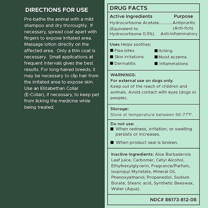 Chew + Heal Labs Hydrocortisone Lotion for Dogs - 8 oz Anti Itch Cream for Irritated Skin, Flea Bites, Itching, and More - Made in The USA