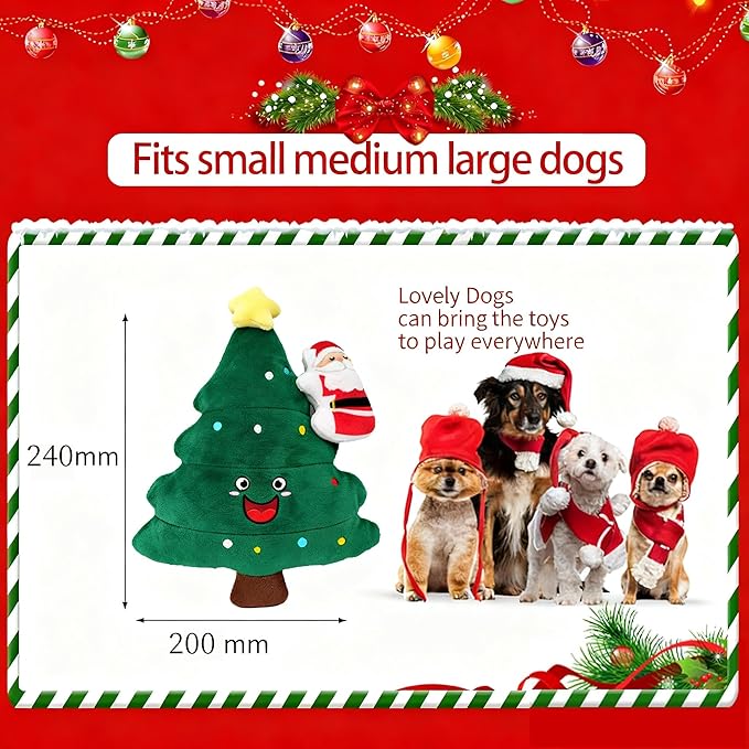 Dog Toys,Plush Dog Toy,Squeaky Plush Puppy Dog Chew Toys for Small Medium Large Dogs (Christmas F)