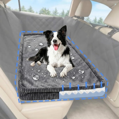Dog Car Bed, Non-Slip Backseat Extender Pet Mat, Removable Washable Dog Bed for SUVs, Sedans & Trucks, Anti-Slip Travel Bed for Dogs, Easy Clean & Scratch-Proof & Comfort (Dark Gray, 50"L×24.6"W×2"H)