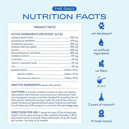 Native Pet Dog Vitamins & Supplements - 11-in-1 Multivitamin Powder for Dogs Food Topper - Collagen, Glucosamine, Probiotics, Omega & More- Supports Healthy Gut, Mobility & Overall Health -60 Scoops