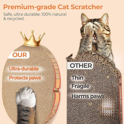 3 Pcs Cat Scratching Board with Box, 2 in 1 Cardboard Cat Scratchers Bed for Indoor Cats, Round Scratch Bowl with Thicker Double-Sided Pad for Cats' Scratch Need