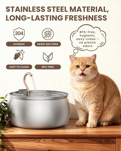 135oz/4.0L Cat Water Fountain with Copper Swan Spout, Ultra Quiet Automatic Pet Drinking Fountain for Cats & Dogs, Includes 3 Replacement Filters