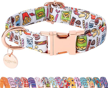 Faygarsle Snack Pattern Dog Collar for Small Medium Large Dogs Cute Puppy Collars for Female Dogs for Summer Spring Wedding Necklace Girl Dog Collar L