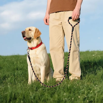 Mile High Life Reflective Dog Leash, with Comfortable Padded Handle, Black Nylon Rope Leash with Steel Tips, Heavy Duty 4 Feet Pet Leashes (Black Orange,48 Inches)