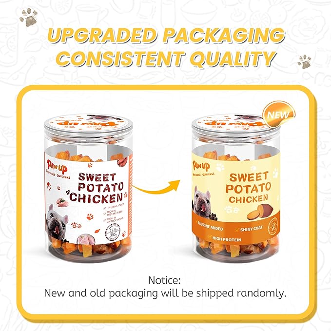 PAWUP Dog Treats Chicken Jerky Wrapped Sweet Potato, Natural Ingredients w/Taurine, Grain Free Dog Treats, 12.5 oz