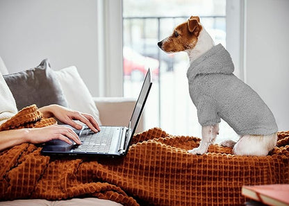 Fuzzy Dog Sweaters for Small Dogs Dog Hoodie Pet Clothes Warm Soft Cozy Coats Hooded Sweatshirt Fleece Small Pet Hoodies Sweater(Grey-S)