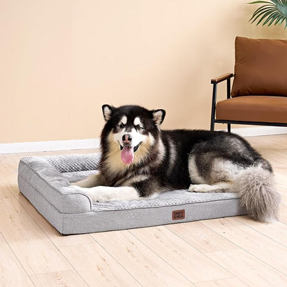 EHEYCIGA Extra Large Dog Bed Othorpedic 44x32x6.5, Memory Foam XL Dog Bed with Washable Removable Cover, Waterproof Pet Sofa Couch XLarge Size Dogs with Nonskid Bottom, Grey