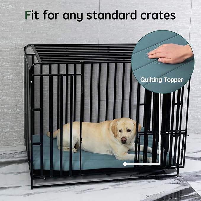 BALANCE Dog Crate Bed, Orthopedic Dog Bed Pad with Waterproof Liner, Washable Crate Foam Pet Mat for Large, Medium, Puppy Dogs Breeds, Powder Blue, 42"x28"x2"