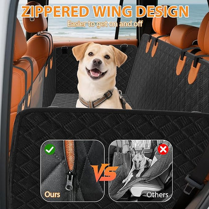 dessports Dog Car Seat Cover - Hard Bottom Back Seat Extender for Dogs Supports 400lbs - Waterproof Pet Seat Cover for Back Seat - Dog Hammock for Car SUV Truck
