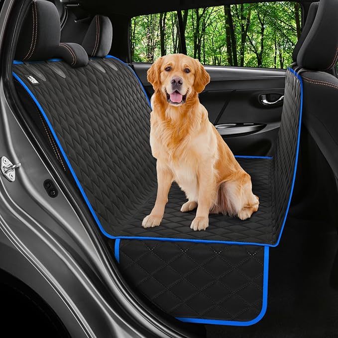 Petloox XL Dog Car Seat Cover for Back Seat, Waterproof Hammock for Car, SUV & Truck, Non-Slip Backseat Cover for Dogs, Heavy-Duty Dog Hammock Style Seat Protector Pets, Easy to Install & Clean