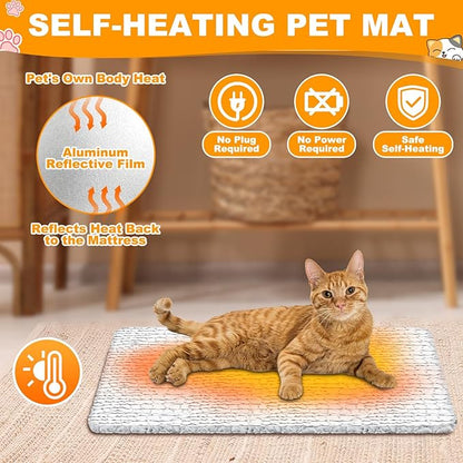 Riakrum 4 Pack Self-Warming Cat Beds with Storage Bags, 35" x 25" Soft Thermal Self Heating Pet Pads, Non-Slip & Washable Heated Mats for Indoor Outdoor Pet