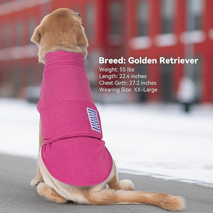 Fleece Dog Sweater for Large Dogs Girl, Adjustable Stretchy Dog Coat Jacket, Soft Comfortable Turtleneck Warm Winter Pet Clothes for Dogs, Pink 2XL