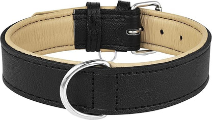 Riparo Dog Collars for Medium Dogs, Genuine Leather Dog Collar, Medium Dog Collar (M: 1" Wide for 13.5”-17.5” Neck, Black)
