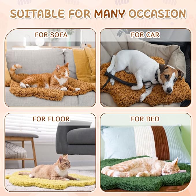 BrightRow 3 Pack Self Warming Pet Bed Leaf Shape Self Heating Cat Dog Mat Washable Thermal Sleeping Pad for Indoor Outdoor Hedgehog, Bunny, Sugar Glider, Rat, Chinchilla(Mixed Colors,Medium-18 x24)