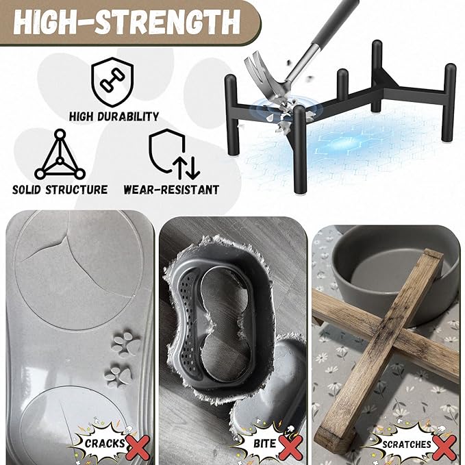 Raised Ceramic Dog Bowl Set - Elevated Double Dishes with Stainless Steel Stand - Food and Water Bowls for Small to Medium Dogs - Each Holds 2 Cups (28.75 fl oz) - Grey
