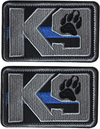 TACVEL K9 Crossbone Killer Attack Police Dog Patch, Hook and Loop Fastener Patch for Service Animal Vest (K9 Blue line)