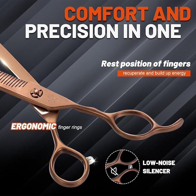 High-end Professional Dog Grooming Thinning Scissors Teeth Cutting Blending Shears Pet Texturizing Shears 7 Inch Extremely Very Sharp Stainless Steel Alloy For Cat Other Animals Groomer