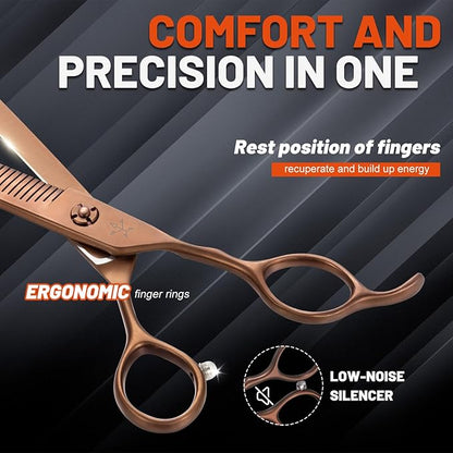 High-end Professional Dog Grooming Thinning Scissors Teeth Cutting Blending Shears Pet Texturizing Shears 7 Inch Extremely Very Sharp Stainless Steel Alloy For Cat Other Animals Groomer