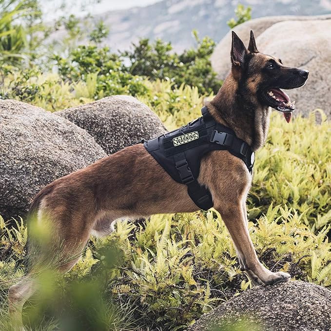 OneTigris Tactical Dog Harness Vest,No-Pull Service Dog Vest with Hook & Loop Panels,Adjustable Dog Vest Harness for Walking Hiking Training(Black,XXS)