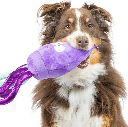 Huxley & Kent Slappies for Dogs | Squiggly Squid (Small) | Squeak & Shake Dog Toy | No Stuff Squeaky Toy, TPR Ball in Head | Simulates Hunting Nature for Dogs