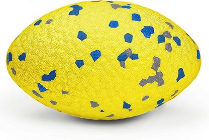 Moonorange 4.72" Indestructible Large Rugby Balls for Aggressive Chewers Durable Olive Bouncy Interactive Football Toy for Dogs Fetch Game Lightweight Floating Outdoor Training, Yellow