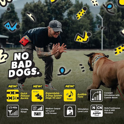 Dogtra E-Collar Tom Davis 280C 2.0 [2025 Edition], Boost & Lock, Waterproof, 1/2-Mile Range Dog Training Collar with Remote, Rechargeable, 127 Levels, Vibration, Bungee, No Bad Dogs Trainers