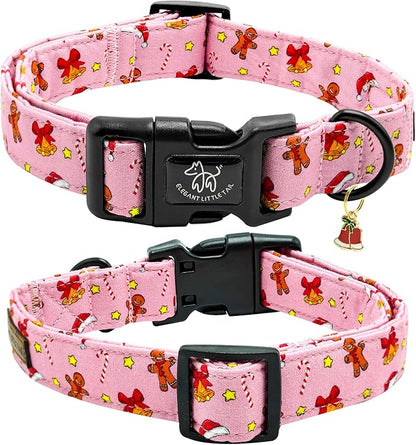 Elegant little tail Christmas Dog Collar, Pet Collar Cotton Soft Gingerbread Man Winter Dog Collars Holiday with Quick Release Buckle Pet Puppy Collar for Small Puppy