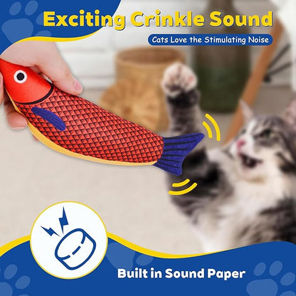 Zasle Cat Toys, Catnip Toys for Cats, Soft and Durable with Rattle Sound, Interactive Kitten Toys for Indoor Cats, Cat Chew Toy for All Breeds (3 Pack, Saury)