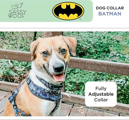 Sassy Woof Dog Collar Batman™ - S, Adjustable, Durable, Comfortable and Stylish Pet Accessories for Small Dogs - Officially Licensed