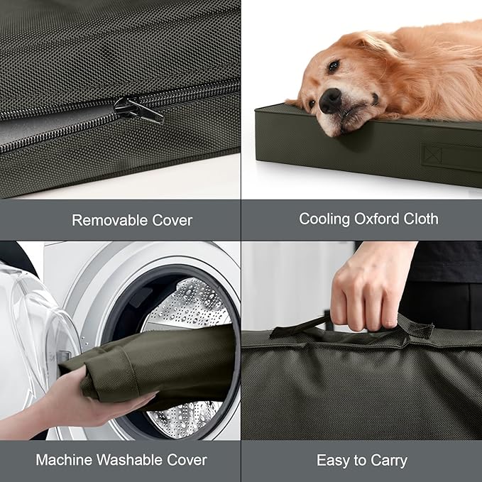 Tail Stories Outdoor Dog Bed for Small Dogs & Cats, Waterproof Dog Crate Mat Orthopedic Egg Crate Foam with Washable Removable Oxford Cover, Brown