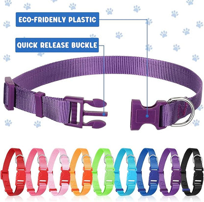 Amylove 27 Pcs Dog Collar Bulk Adjustable Nylon Puppy Collar for Small Medium Large Dogs Multiple Pet with Quick Release Buckle for PET Travel Walk Daily(Large,Cute Colors)