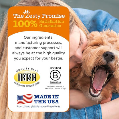 Zesty Paws Mussel Mobility Bites for Dogs - New Zealand Green Lipped Mussel with Natural Glucosamine & Chondroitin + Omega-3 Fatty Acids - Hip & Joint Support Supplement Soft Chews – 90 Count