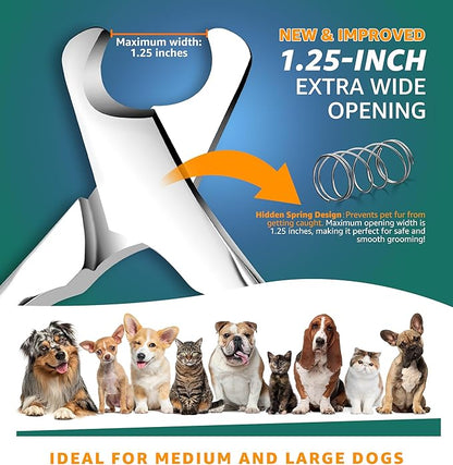 IPTPAS Pet Nail Clippers for Large Dogs, Wide-Opening Dog Nail Trimmer with All-Steel Material Sharp Durable Blades Built-in Spring, Professional Grooming Tool with Free Nail File for All Dogs & Cats