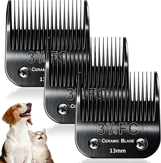 Dog Grooming Clipper Blades Replacement Compatible with Andis Dog Clippers,Most OsterA5, Wahl KM Series Pet Clippers (Black(3FC))